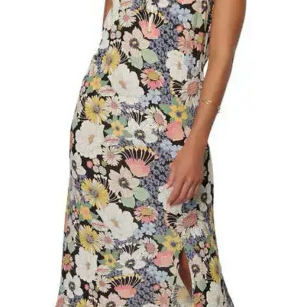 O'Neill Black Floral Maxi Dress with Pastel Blooms
